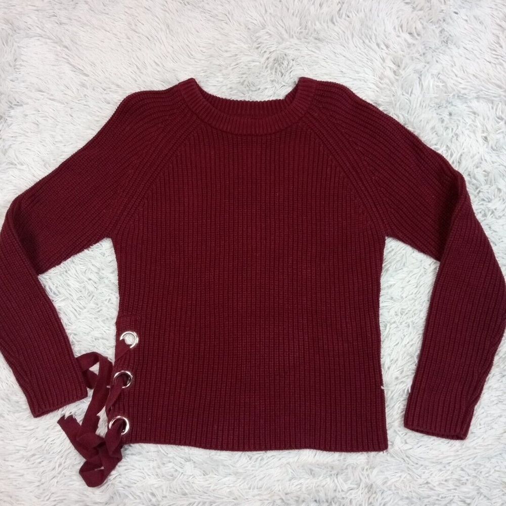 Kut From The Kloth‎ Sweater Womens S Red Side Tie Cozy Comfort Casual Ribbed